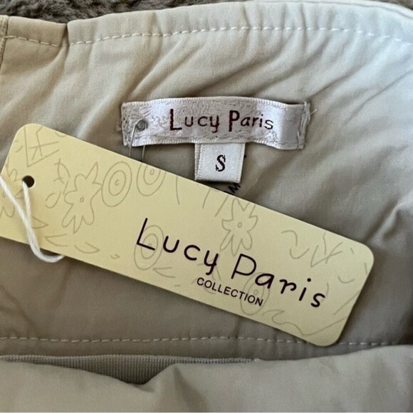 NWT Lucy Paris High Waisted Ruched Beige Pencil Skirt With Bow front Detail SZ S - Picture 8 of 10